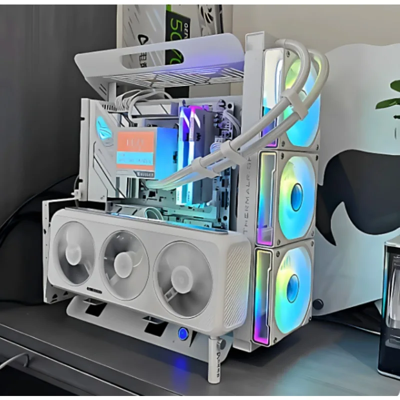 Open Frame PC Rack Support 240 360 Water Air Cooling ATX MATX Vertical GPU Mount Compact Mod Gaming Desktop Case Chassis