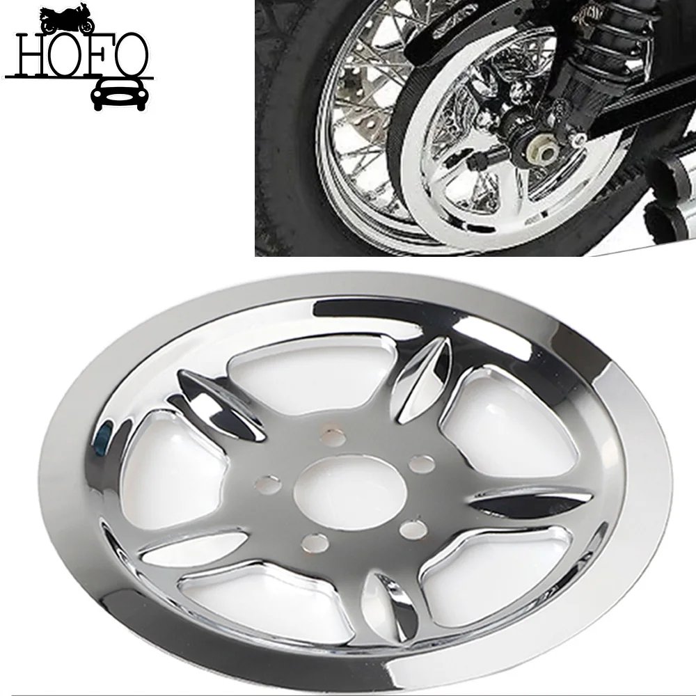 Motorcycle Rear Outer Pulley Cover Insert Chrome Black For Harley Sportster Forty-Eight XLX XL 1200XS 48 Special 883 XL