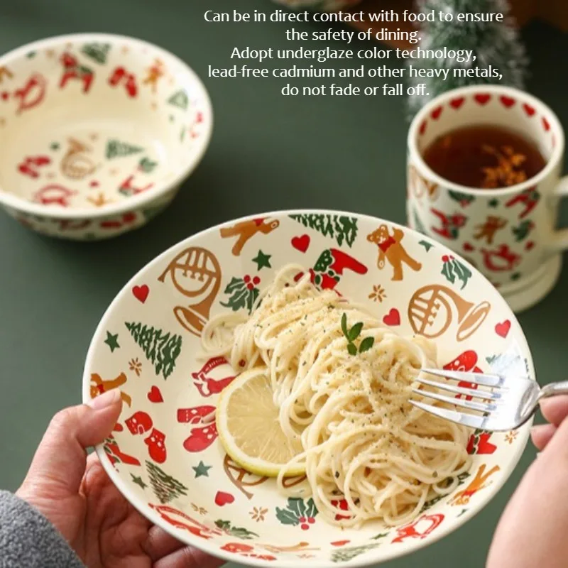 Christmas Ceramic Tableware Set Mug Water Cup Breakfast Dishes In Home Restaurant
