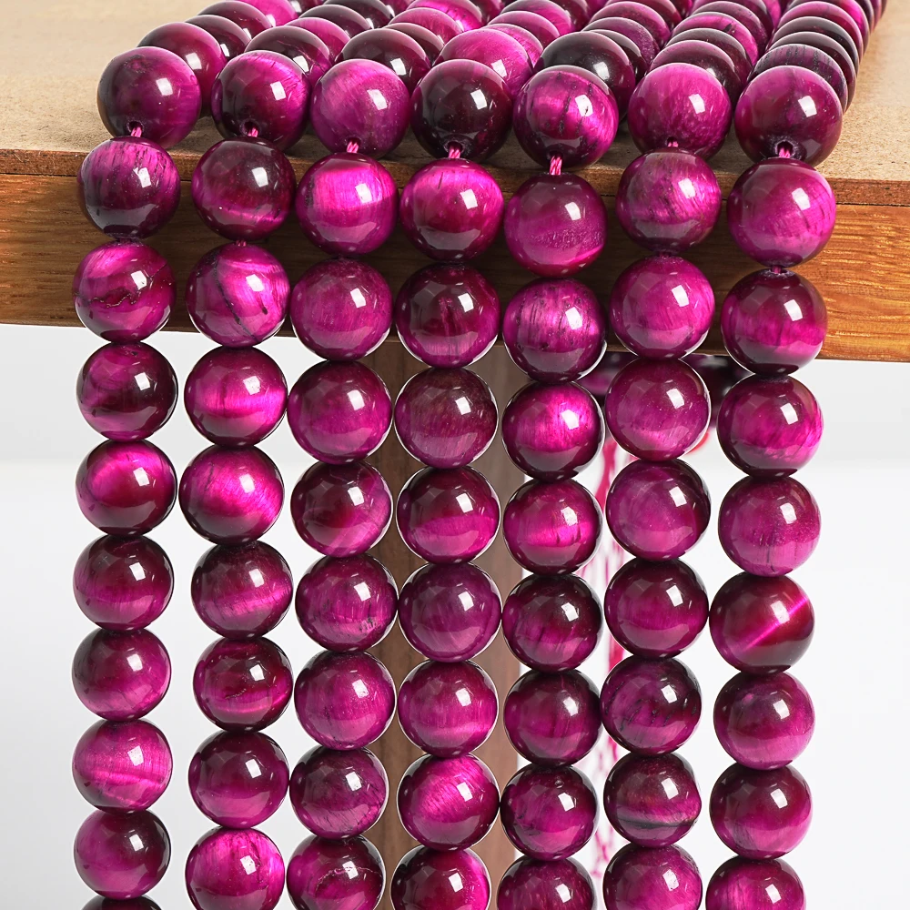 Rose Red Tiger Eye Round Loose Beads Naturally Dyed Gemstone Beads Jewelry Making Supplies 4/6/8/10/12mm Wholesale Craft Beads