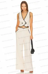 Off White Women Suit Set For Wedding Ivory Vest+Pants Prom Dress Short Waistcoat Formal OL Business  Jacket Party Customize