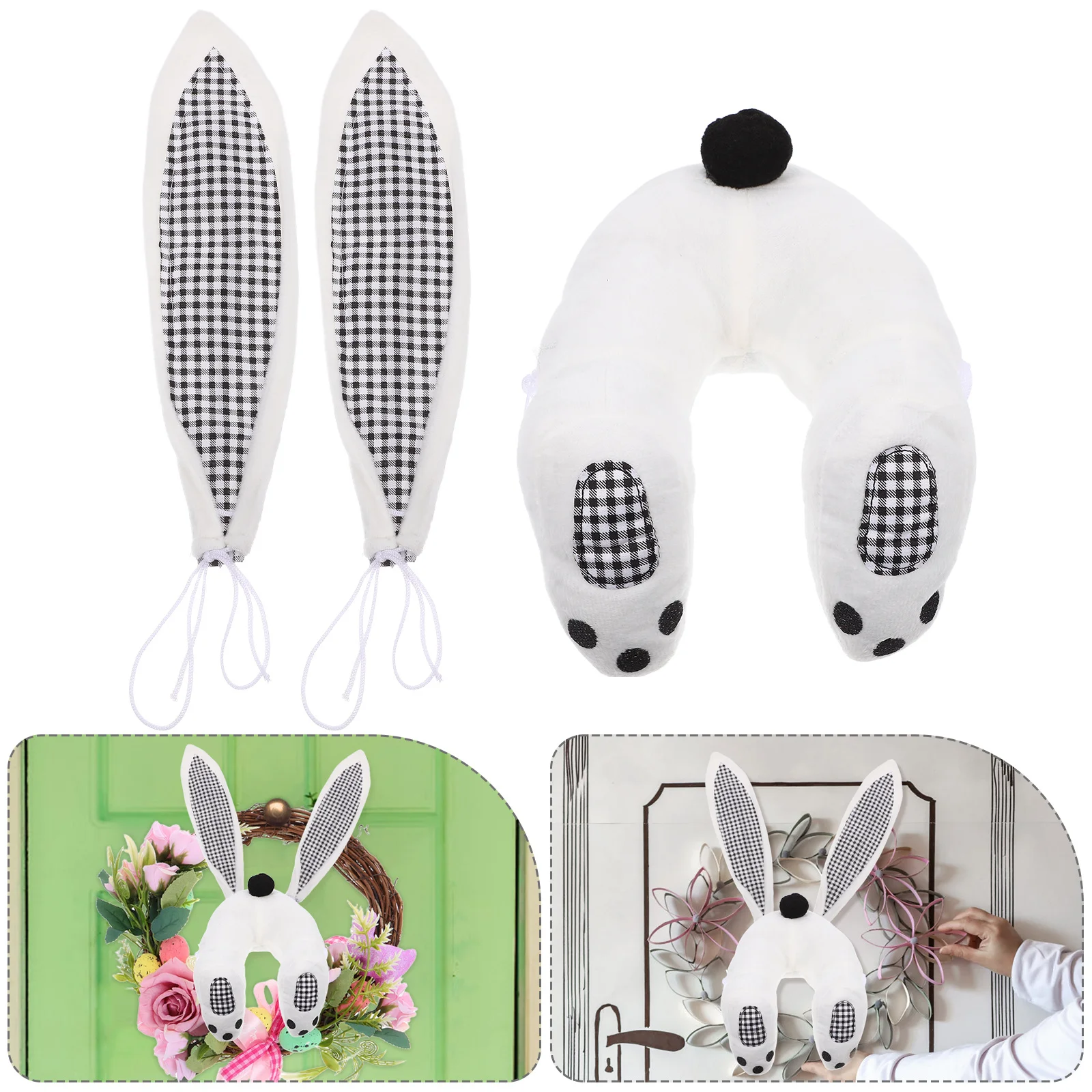 

1Set Easter Bunny Butt and Ears DIY Wreath Craft Rabbit Tail Attachment Easter Party Decoration Supplies Bunny Tails
