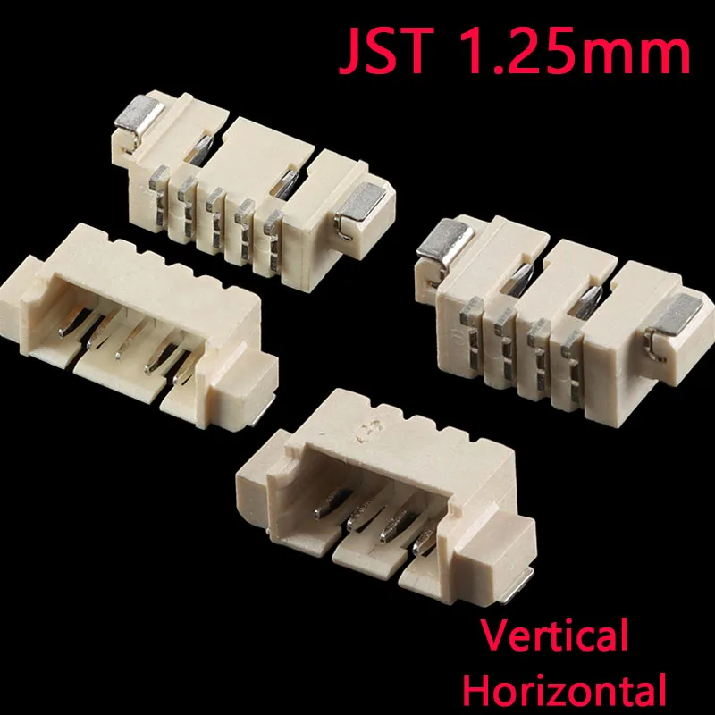 10Pcs JST 1.25mm 2P 3P 4P 5P 6P 7P 8P 9P 10P 12PIN SMD Horizontal Vertical Male Plug Connector Pin Header Socket JST 1.25