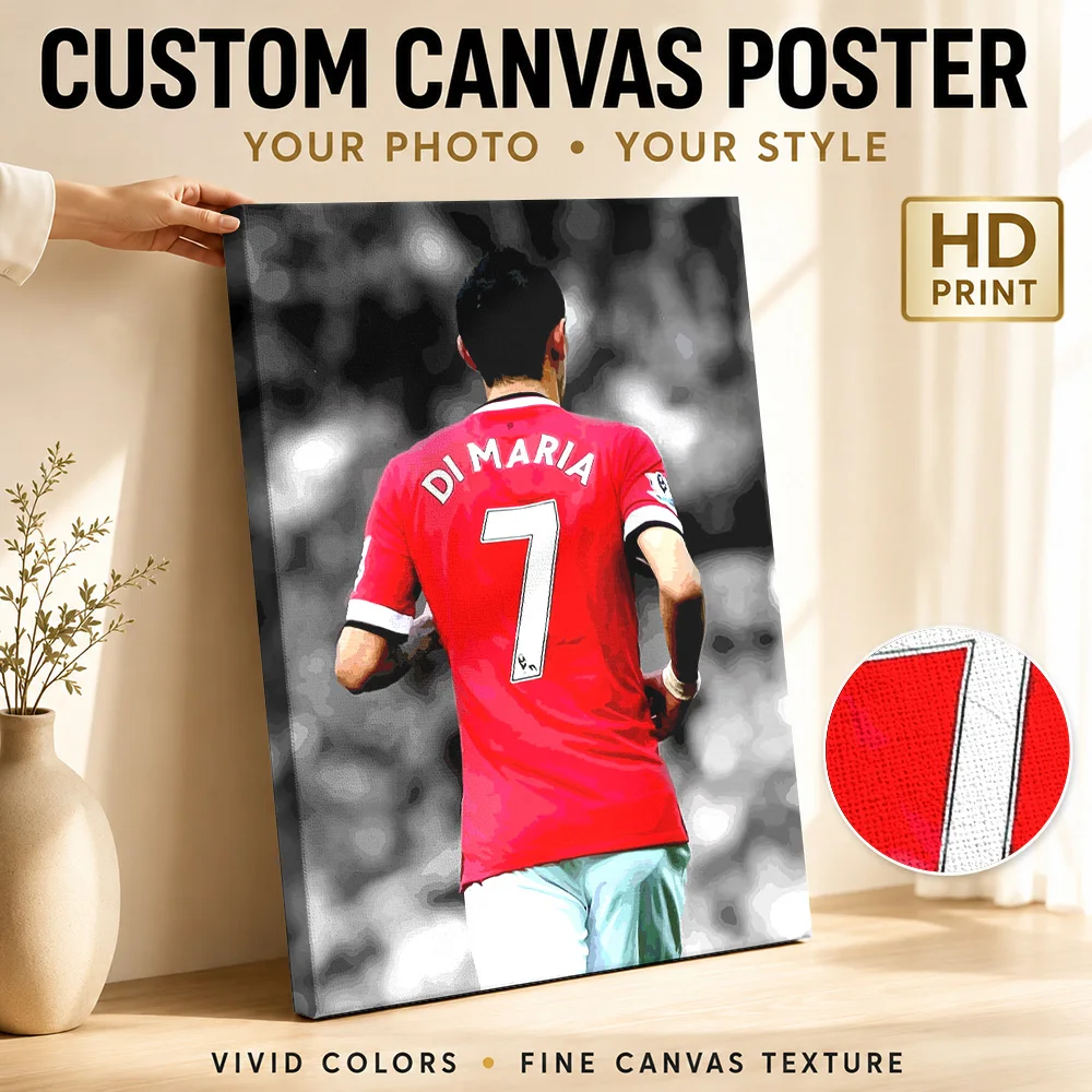 Angel Di Maria Canvas Poster Personalized Photo Sports Portrait Wall Paintings Decoration for Game Room Man Cave Ready to Hang