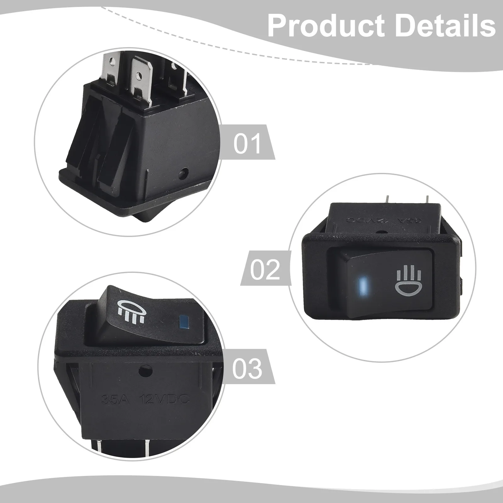 Rocker Switch ASW-17D 12V 35A LED Indicator Type for Fog Lights Work Lights Daytime Running Lights and Light Bar Applications