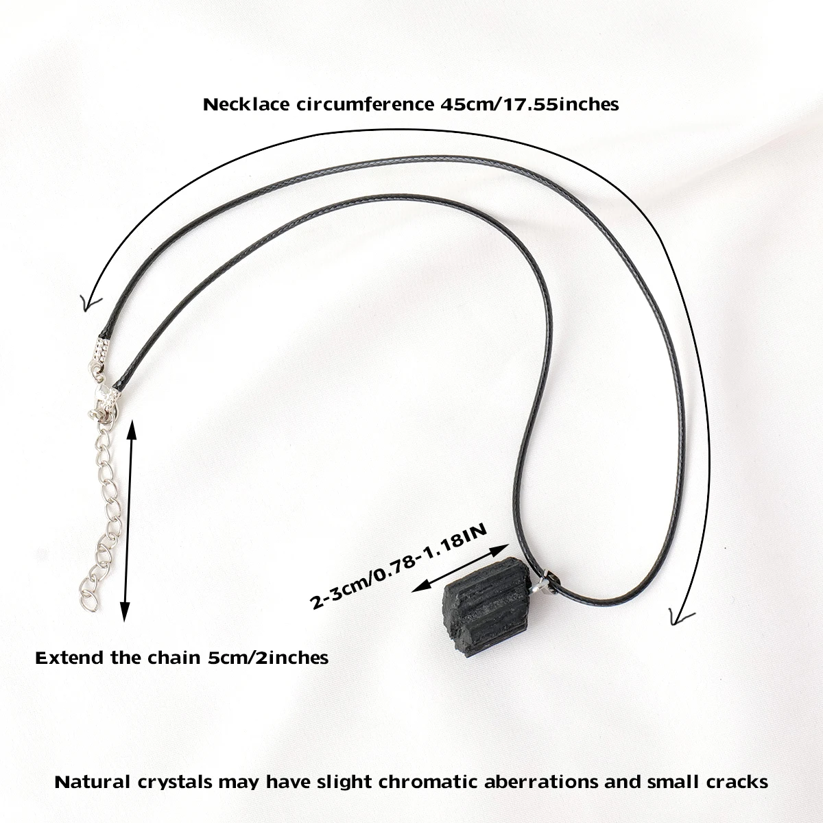 Natural Black Tourmaline Pendant Necklace, Healing Crystal Jewelry, DIY Gift for Women Men