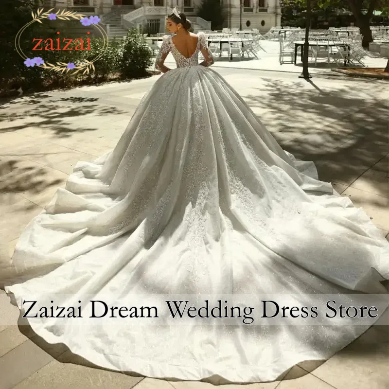 Customized Luxurious Long Sleeve Wedding Dresses Gorgeous Shiny Ball Gown Princess Vestidos De Noiva Amanda Novias Official