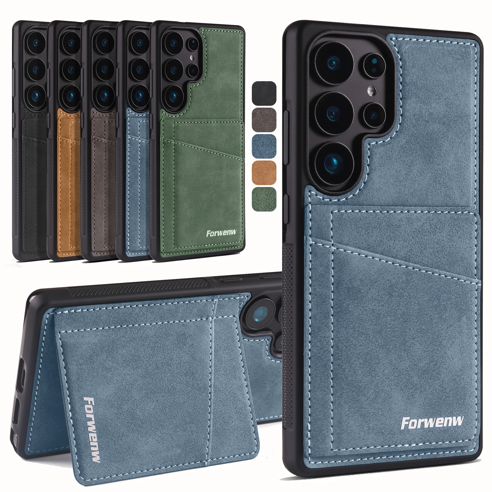 Luxus Ledertasche für Samsung Galaxy S25 Edge S24 S23 S22 S21 S20 FE Ultra A56 A36 A16 A55 A35 Business Wallet Card Flip Cover