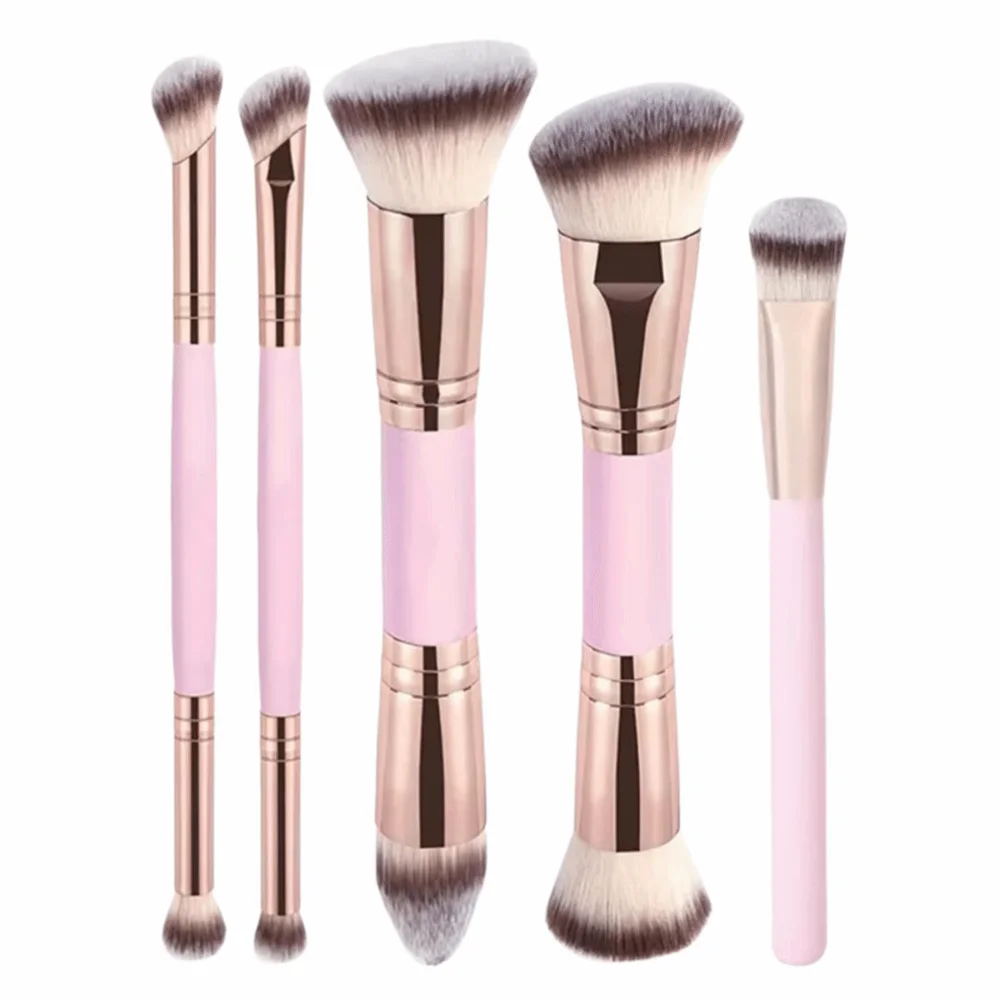2/4/5Pcs Flat Top Dual-ended Makeup Brushes Soft Bristle Angled Top Makeup Brushes Set Double-Ended Multi-Functional