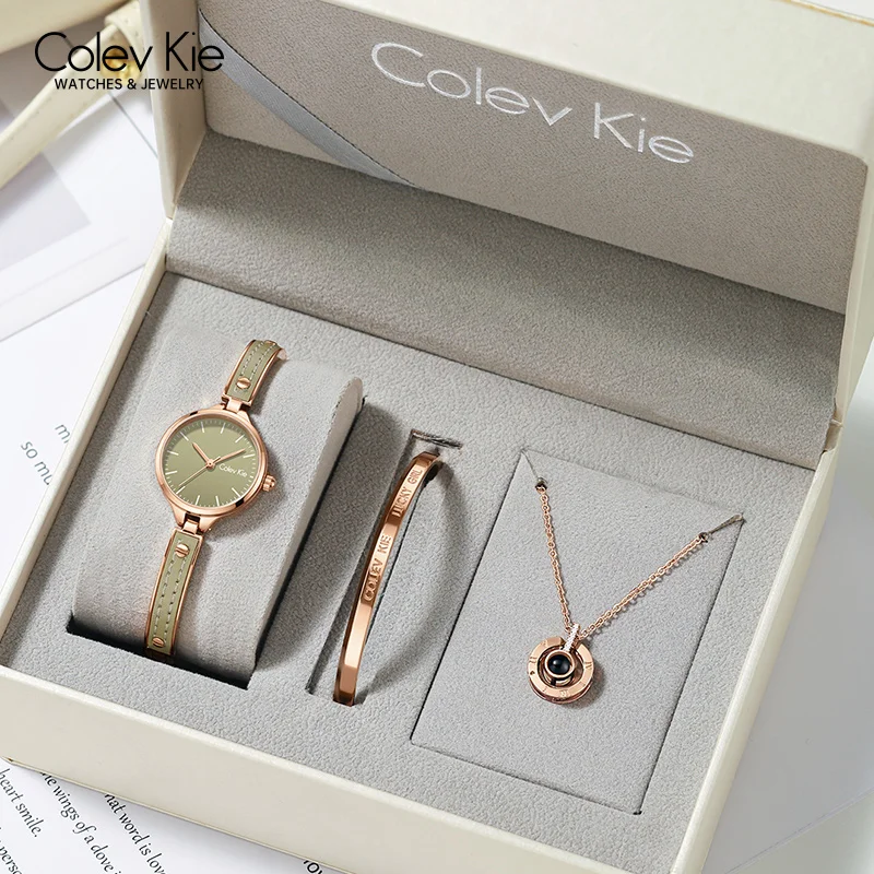 

ColevKie Women's Watches Elegant Bracelet Strap Quartz Watch Small Round Dial Fashion Ladies Wristwatch Gift Sets For Girls Wife