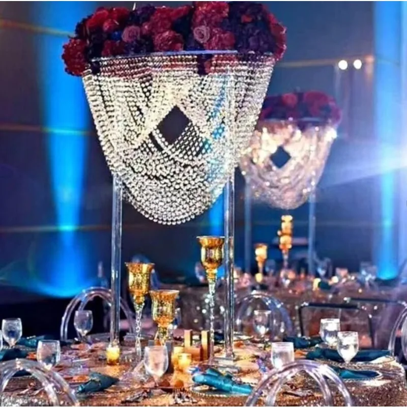 New wedding props acrylic crystal decorative flower stand wedding center decoration main table window decoration