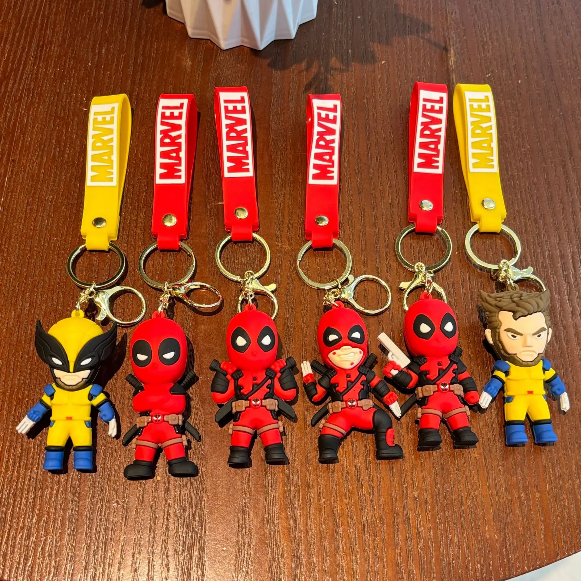 Deadpool & Wolverine Keychains Marvels Action Figures key ring new bags doll Pendant decoration Classic Toys kids gift Hot sales