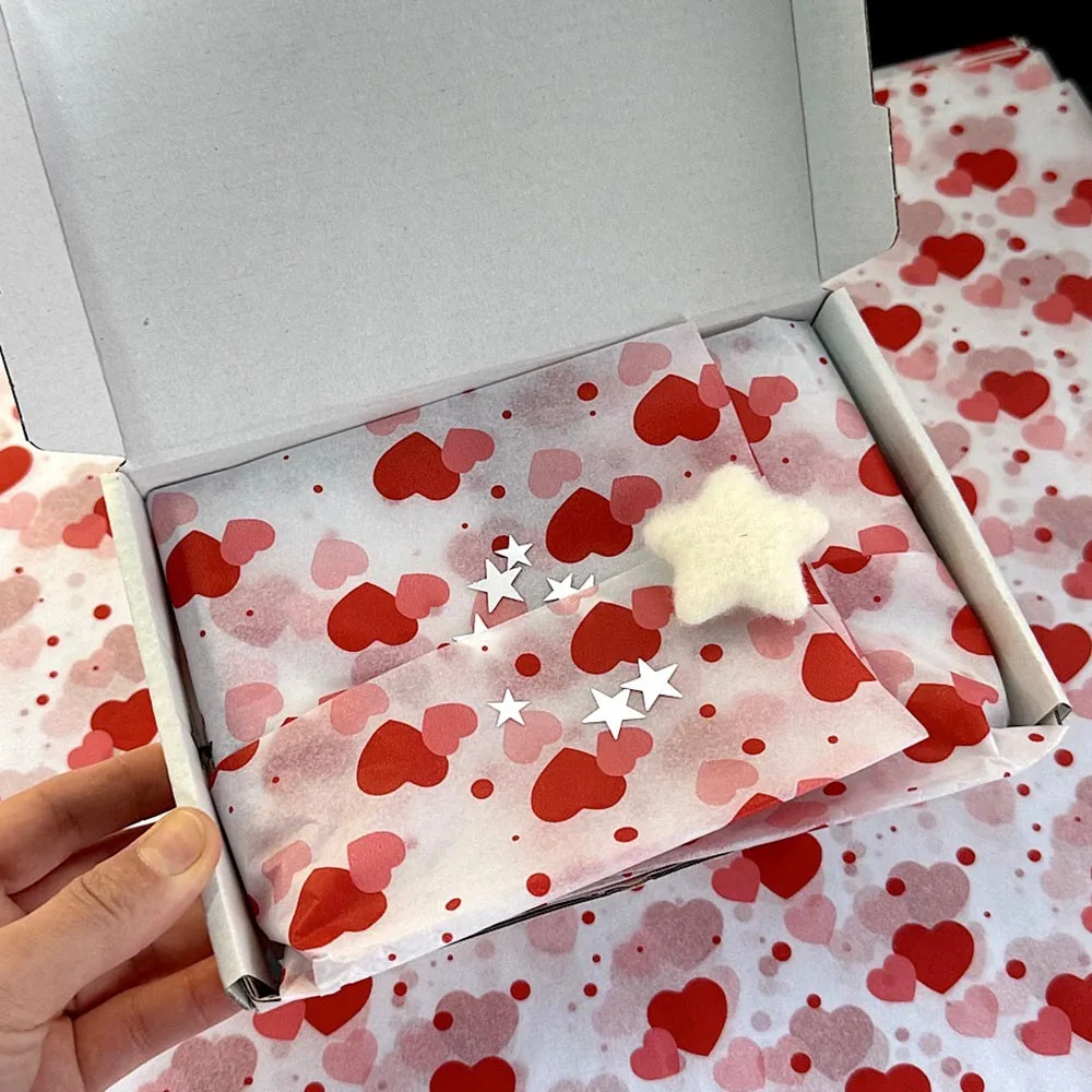 Heart Pattern Tissue Quality Gift Wrapping Paper Raspberry Pattern Paper Floral Diy Art Craft Tissue For Bridal Shower Holiday