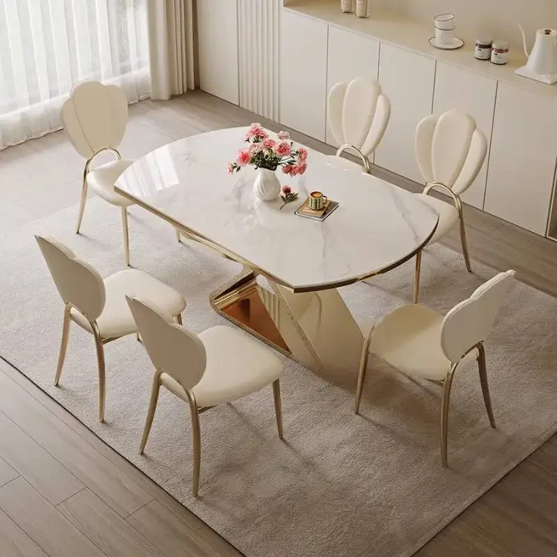 Party Unique Dining Tables Chairs White Space Expandable Nordic Dining Tables Set Luxury Modern Mesas Comedor Furniture For Home