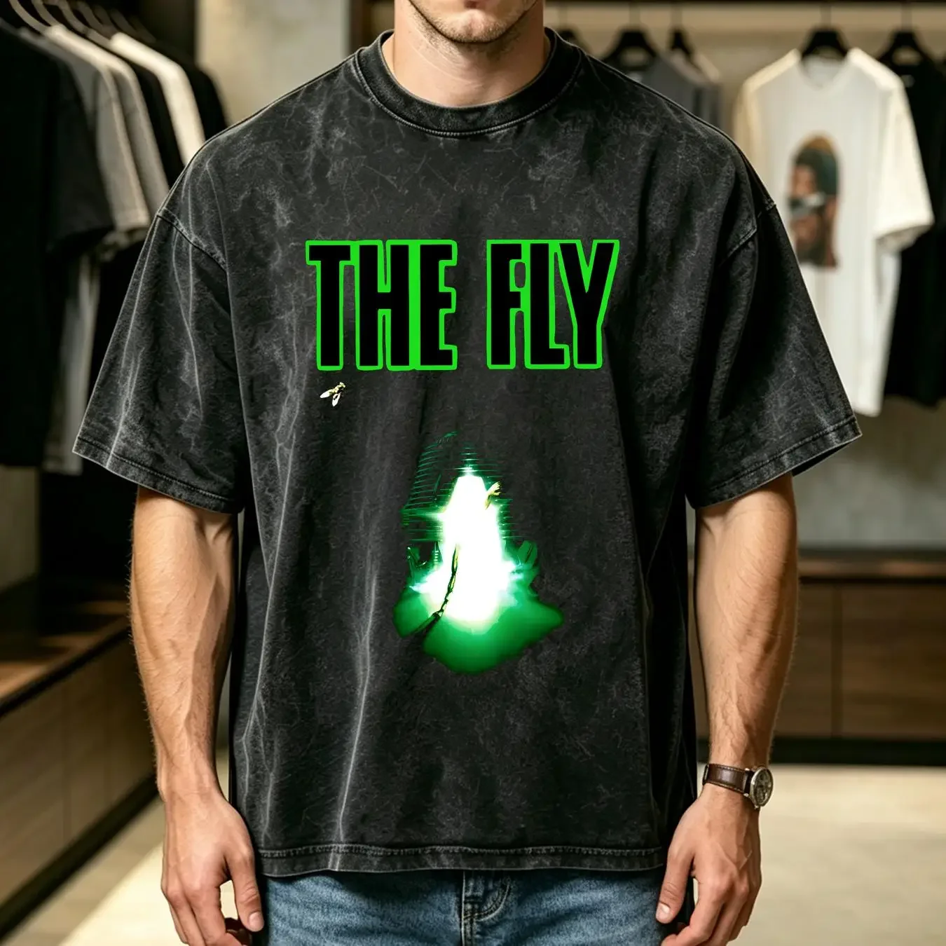 washed T Shirt The Fly David Cronenberg Jeff Goldblum Retro Classic Movie S 4XL ZZ520 vintage Washed Unisex homme Stylish