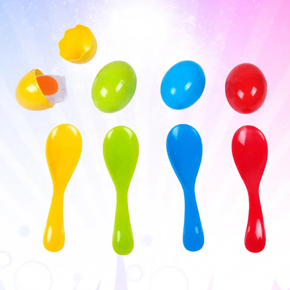 8Pcs Running Balance Training Set 4 Colorful Eggs 4 Matching Spoons for Kids Sensory Motor Development Coordination Brain