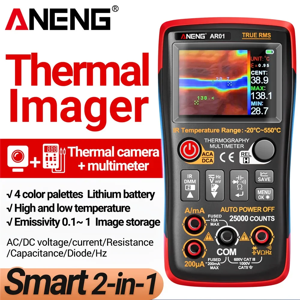 Thermal Imaging Multimeter  ANENG AR01 2 in 1 infrared Thermometer Electrical Tester AC/DC Voltage Current Thermal Imager Tools