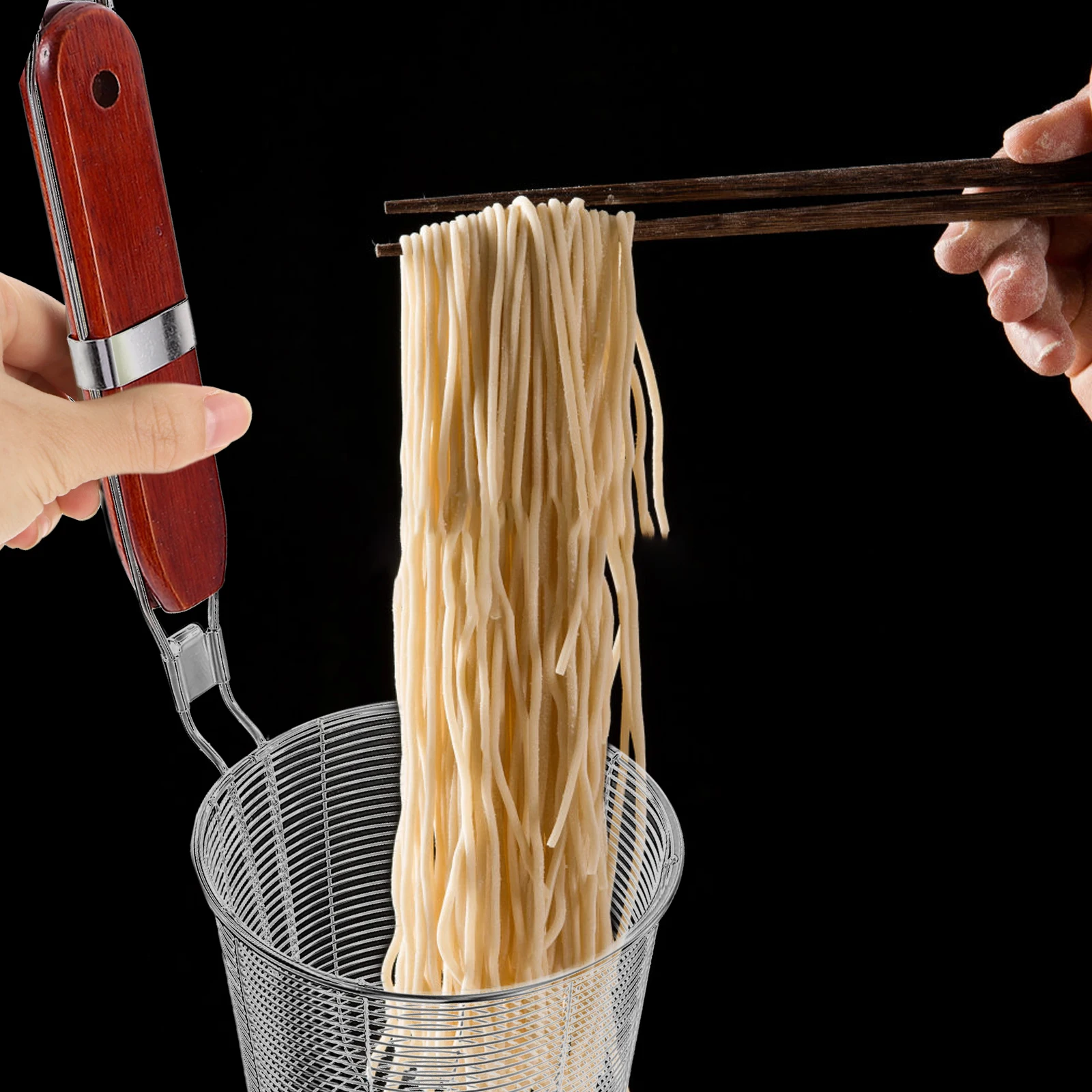 

2Pcs Multi-Purpose Stainless Steel Spider Strainer With Comfortable Wood Handle For Kitchen