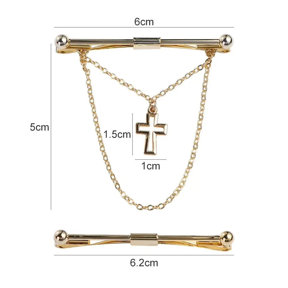 Prevent Exposure Non-injury Clothing Tassel Cross Pendent Alloy Tie Clip Neckwear Accessories Men Collar Clip Women Collar Bar