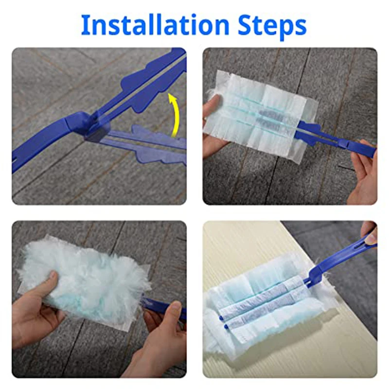 Disposable Electrostatic Dust Duster Blue Fluffy Fiber Brush Head Compatible Feather Duster Household Desk Cleaning tool