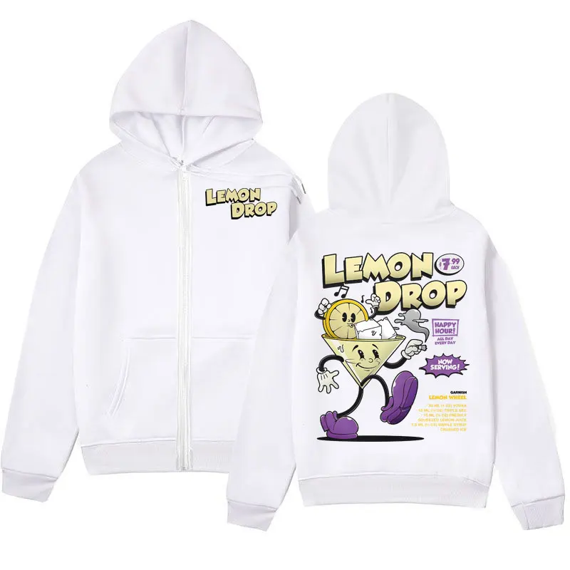 

Lemon Drop Cocktail Funny Meme Zipper Hoodies Men Women Clothing Fashion Y2k Zip Up Sweatshirts High Quality Fleece Pullovers