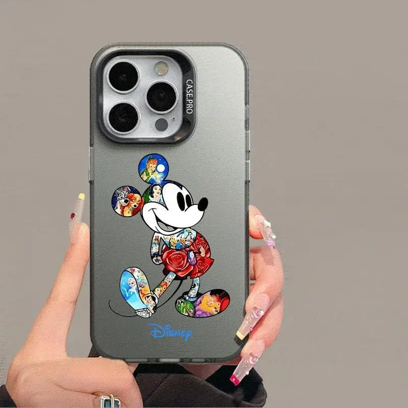 Etui na Apple iPhone 15 11 13 14 Pro Max 12 silikonowe 15 Plus matowe soczewki osłona na telefon Disney Mickey Minnie