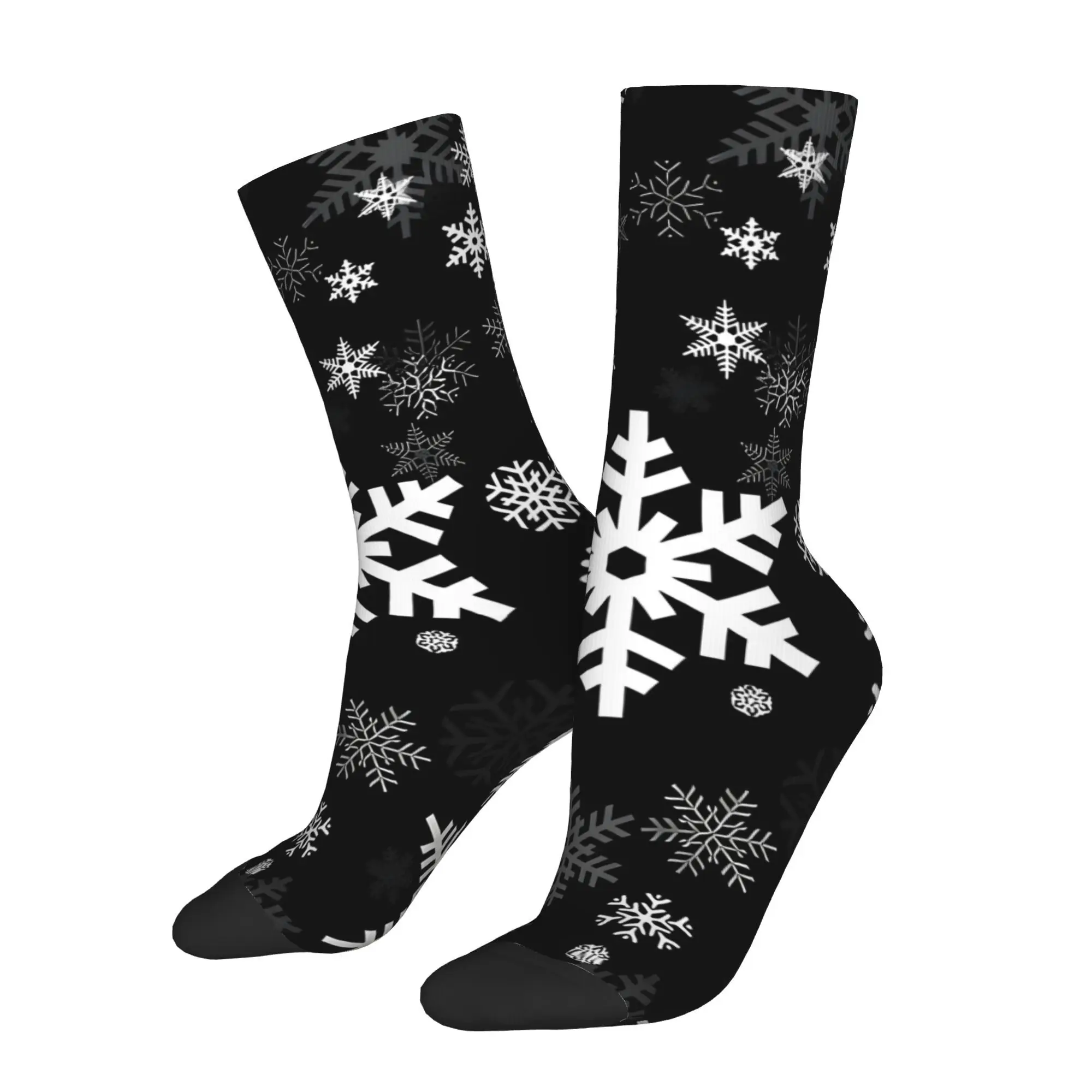 

Snowflakes In Black Sock Printed Man Polyester Fashion