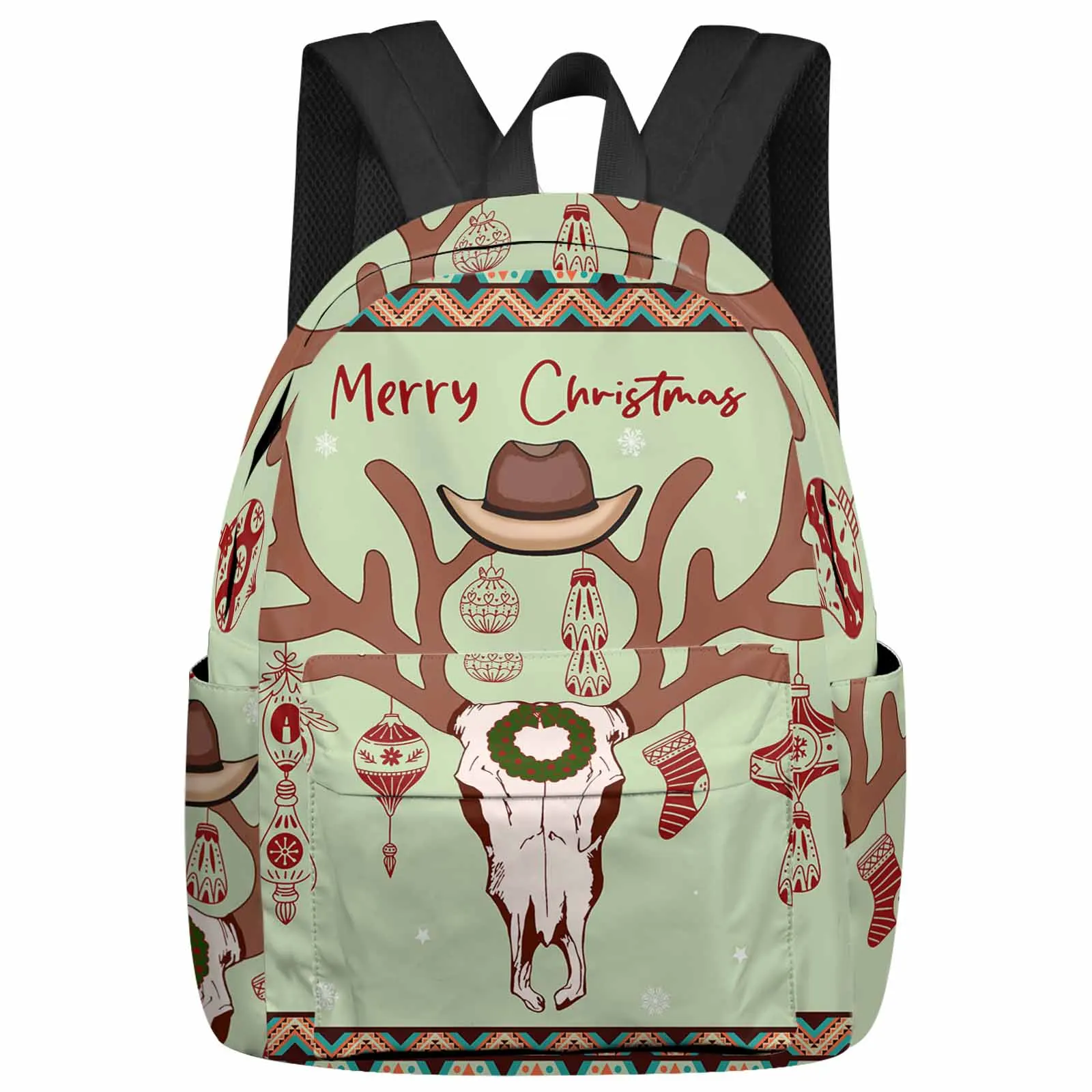 

Christmas Western Hat Lines Backpack School Bags for Teenagers Students Laptop Bag Women's Casual Travel Backpack