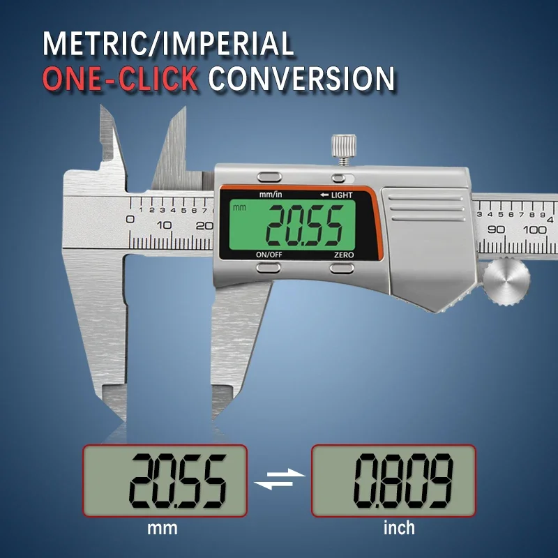 

150mm Stainless Steel Light Digital Calipers with Backlight LCD Display 6 Inch Pachometer Wth Light