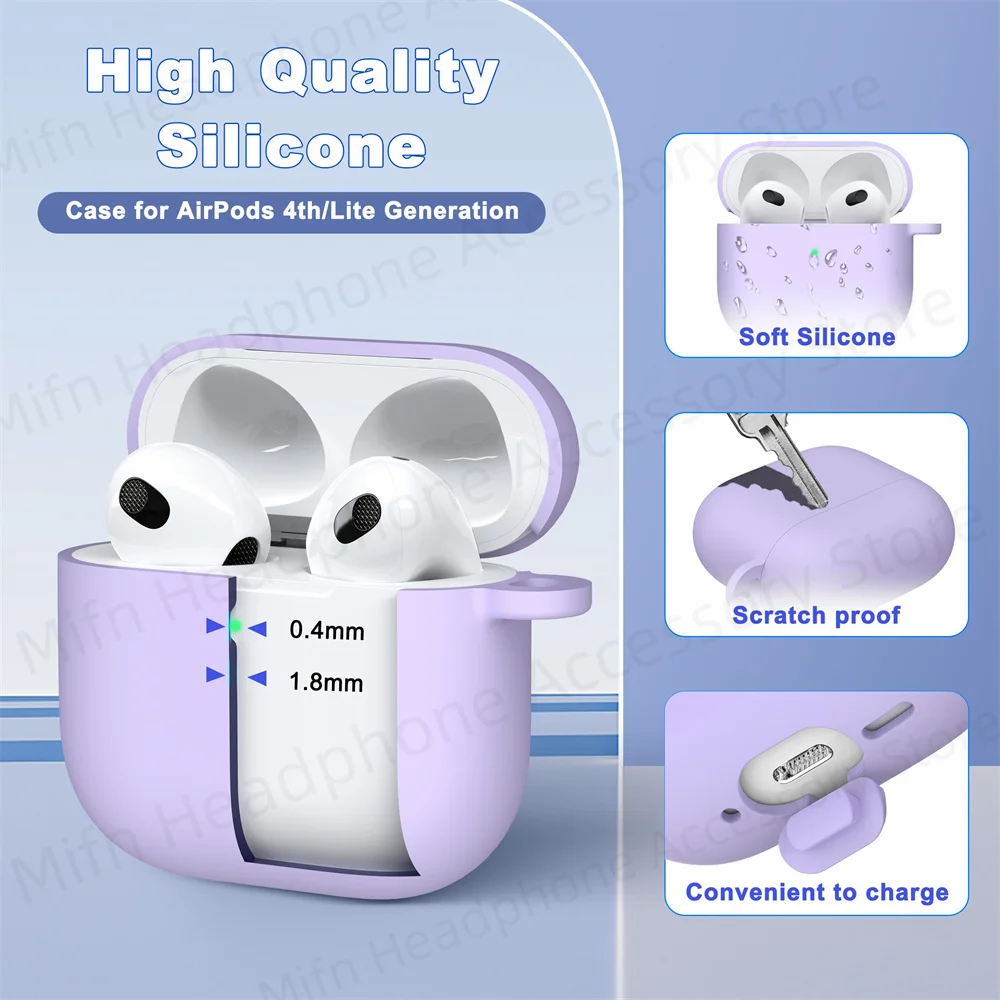 Чехол для AirPod Pro 3, однотонный силиконовый чехол для женщин и мужчин для AirPods 4 с активным шумоподавлением/AirPods 4, чехол Capa