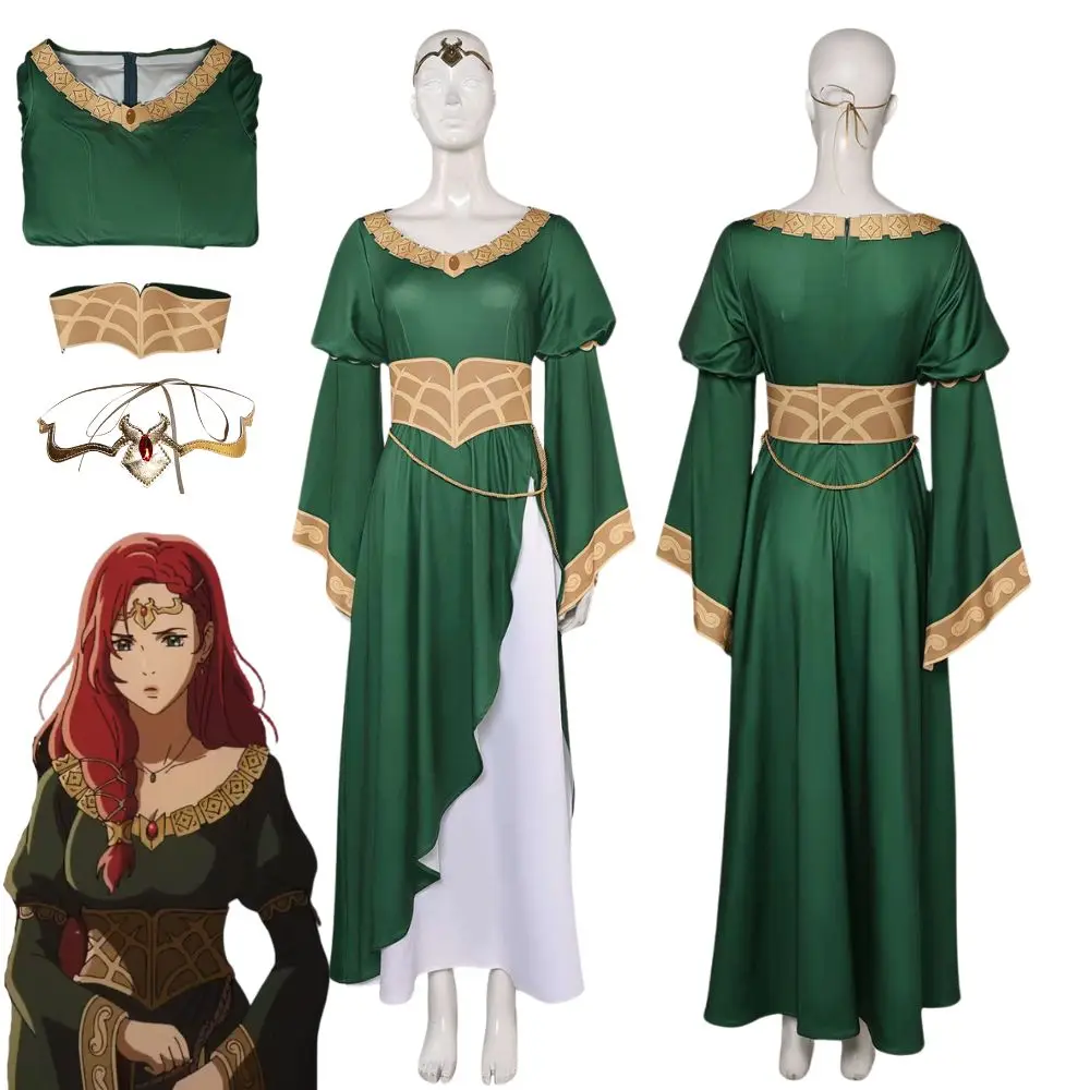 Fantasy Anime The Load Hera Cosplay Costume Disguise for Women Female Dresses Headband Medieval Outfits Halloween Carnival Suit