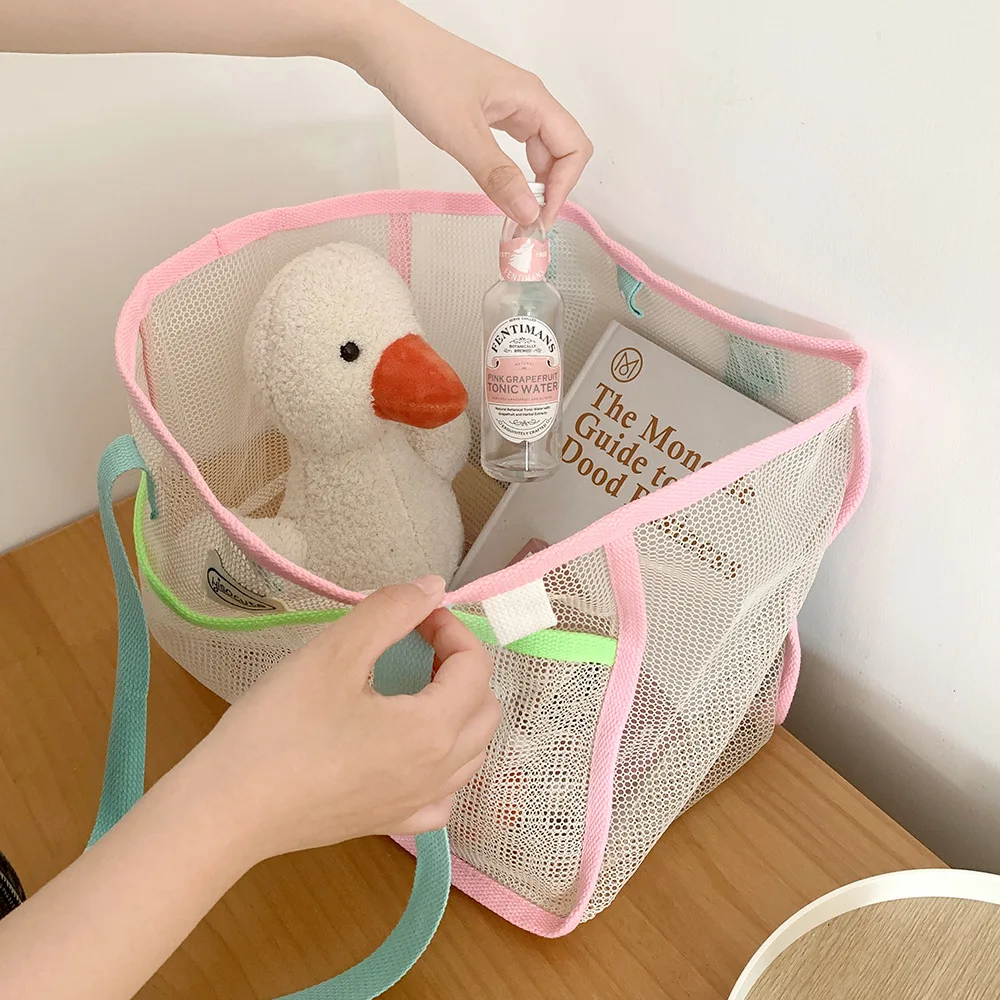 

Ladies' Handbags Korean Verstaile Shoulder Bags Large Capacity Multi-functional Bathing Beach Pool Mesh Drain Beach Bag For Girl