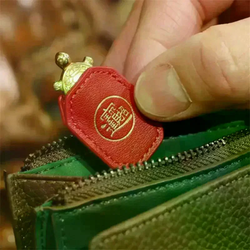 Fengshui Lucky Turtle Wallet Charm Money-biting Turtle Ornaments Decor For Longevity Protection & Financial Stability