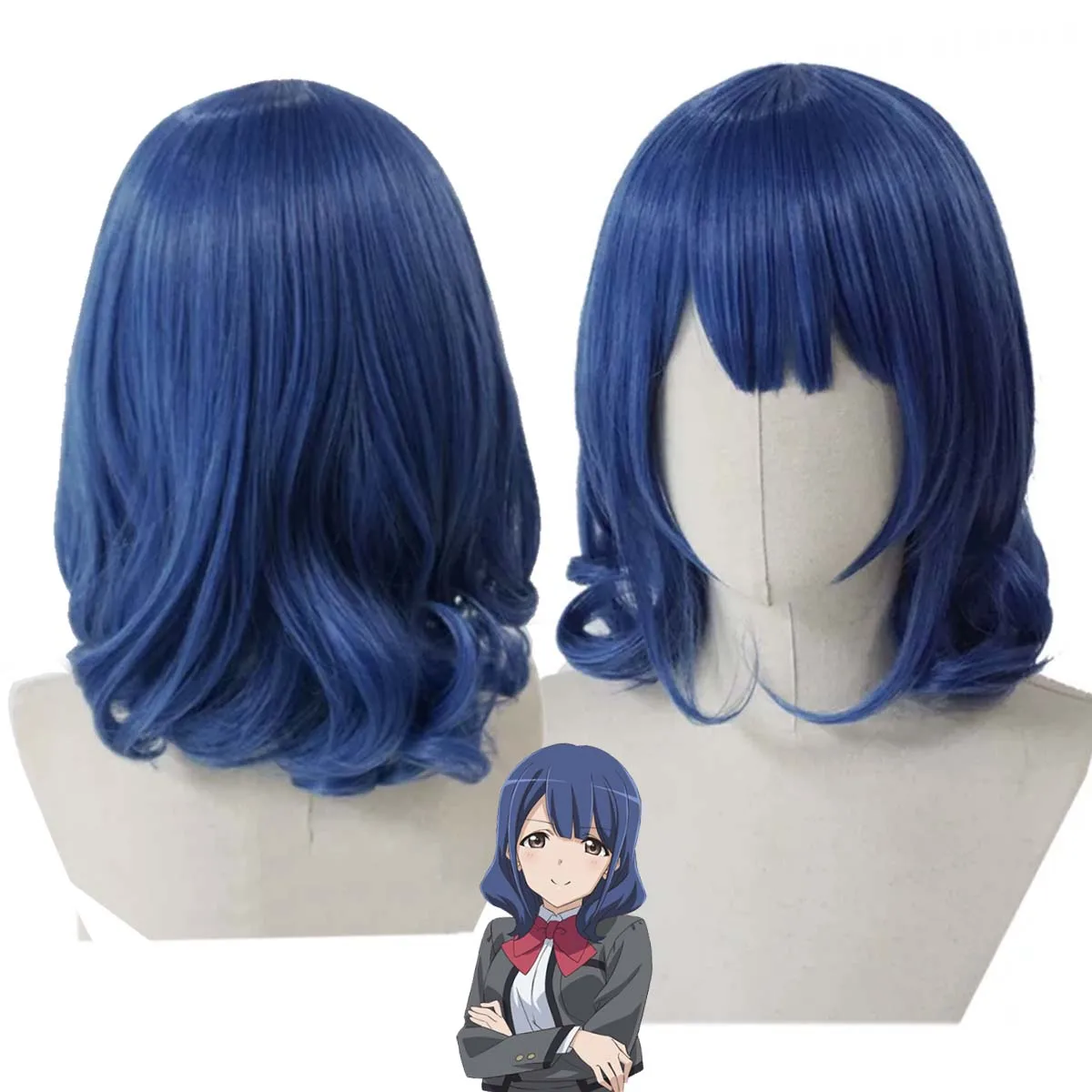 Women Anime Revue Starlight Cosplay Blue Heat Resistant Synthetic Hair Wig