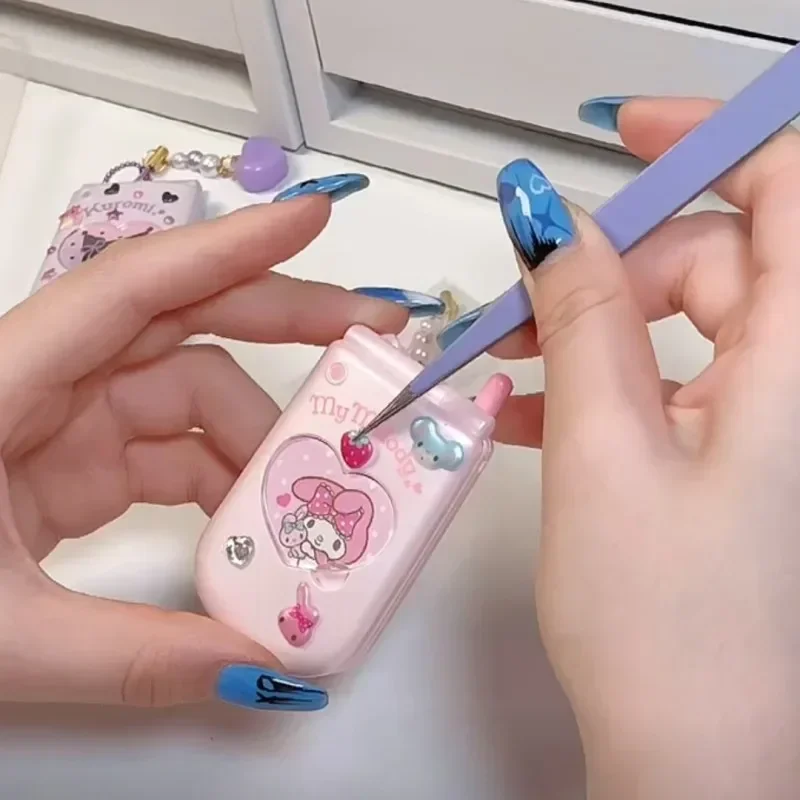 Niedlichen Sanrio Flip Phone Modell Hallo Kitty Kuromi meine Dame DIY Aufkleber Spielzeug Cosplay Prop Mädchen Herz Kawaii Harajuku für Kinder Geschenk