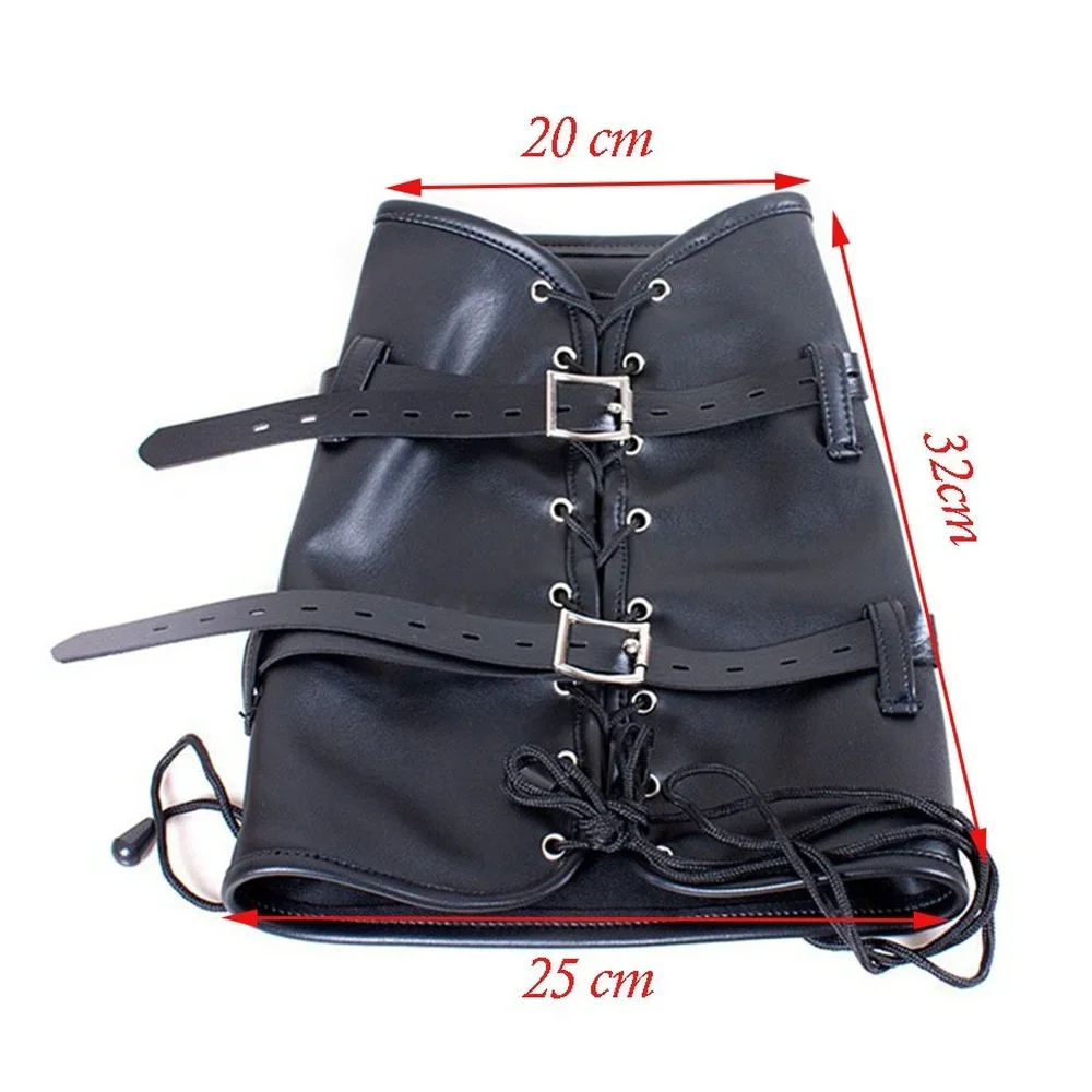 Leather Restraint Ankle Cuff Binding Bag Leather Straitjacket Fetish Half Body Bondage Leg Binder BDSM Slave Erotic Sex Tools