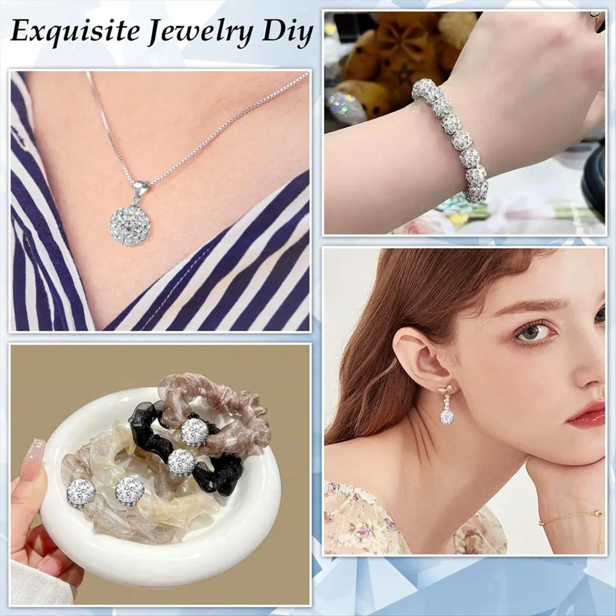 150 Pcs 10mm Rhinestone Beads for Jewelry Making wear beads soft clay