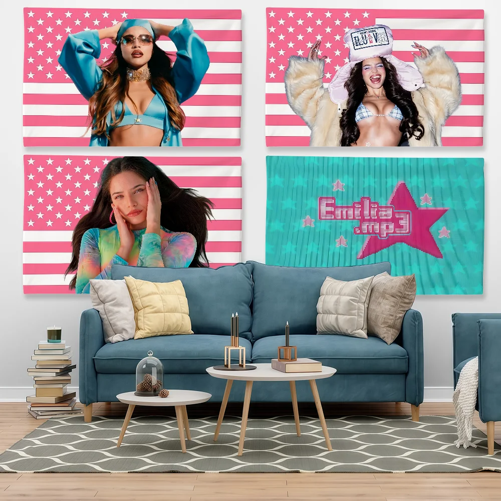 Singer Emilia Mernes Flag Tapestry Outdoor Party Bedroom Living Room Dormitory Decorative Themed Wall Hanging Banner Gift