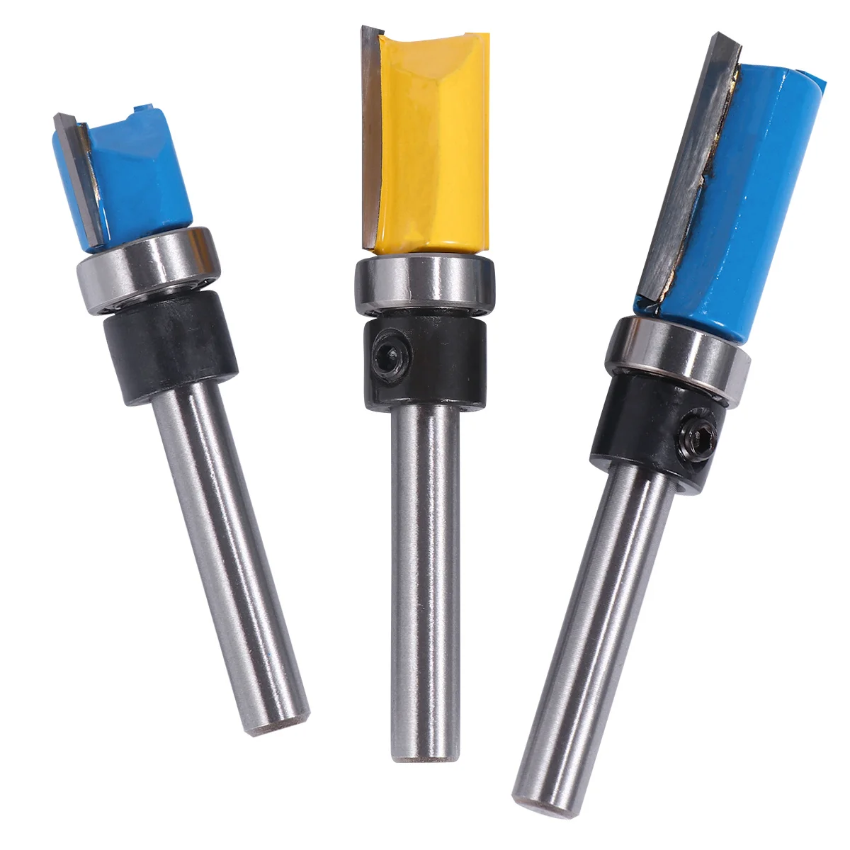 ชุดดอกเราเตอร์ตัดแต่งขอบ 3 ชิ้น ขนาด 1/4 นิ้ว สำหรับงานกัดไม้ เครื่องมือช่างไม้ ตัดเรียบ ทนทาน แข็งแรง เคลือบผิวอย่างดี