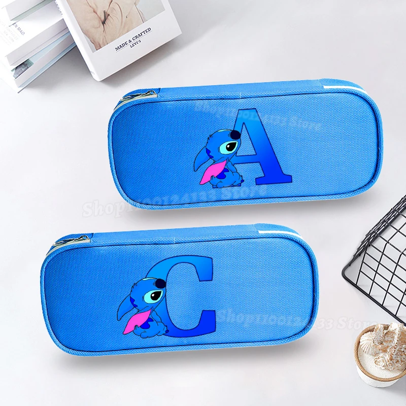 

Disney Stitch Pencil Case Cute Letters A-Z Anime Print Kawaii Kids Boy Girl Student Back To School Stationery Storage Pencil Bag