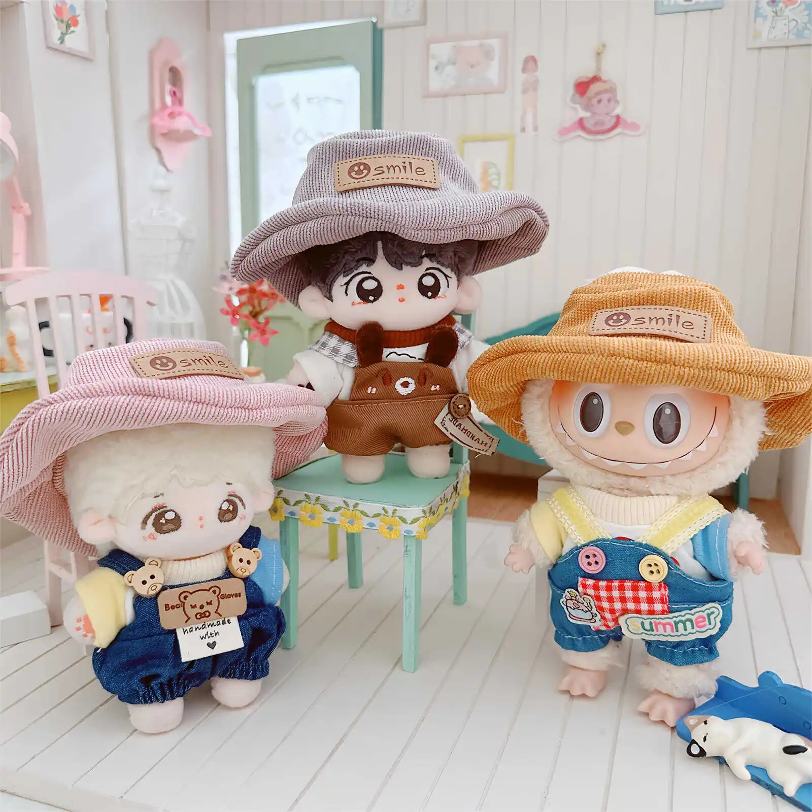 10cm Cute Idol Doll Clothes for Soft Fluffy Open Hat Bunny Puppy T-shirt Suit DIY Dress Up Doll Changing Clothes Game Girls Gift