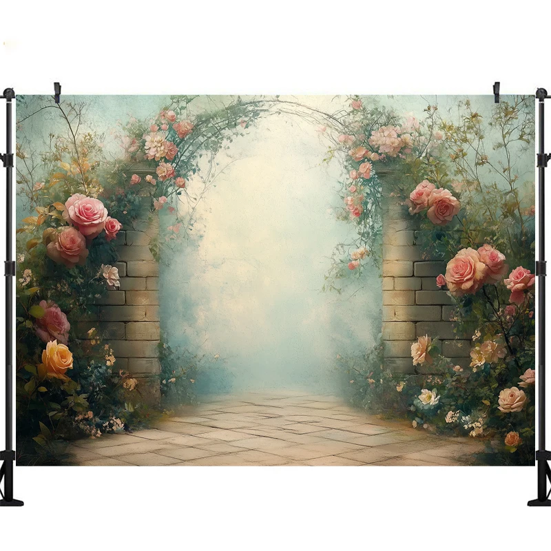 LS Photography Background Dream Floral Arch Wall Room Adult Birthday Wedding Maternity Portrait Decor Backdrop Photo Studio