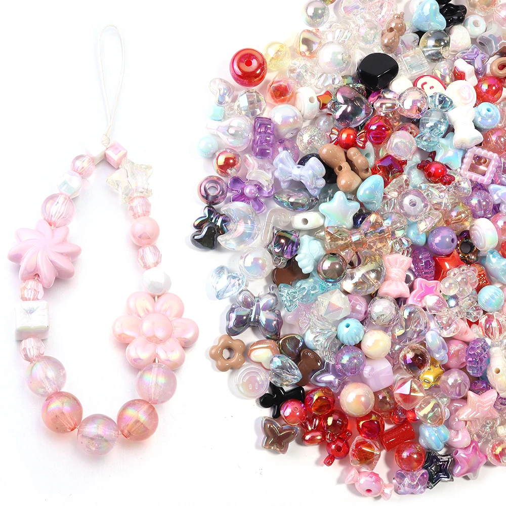 45 جرام مختلط الاكريليك الخرز الملونة الحلو زهرة القوس فضفاض الخرز DIY بها بنفسك صنع المجوهرات قلادة الهاتف المحمول مفتاح سلسلة النتائج #4