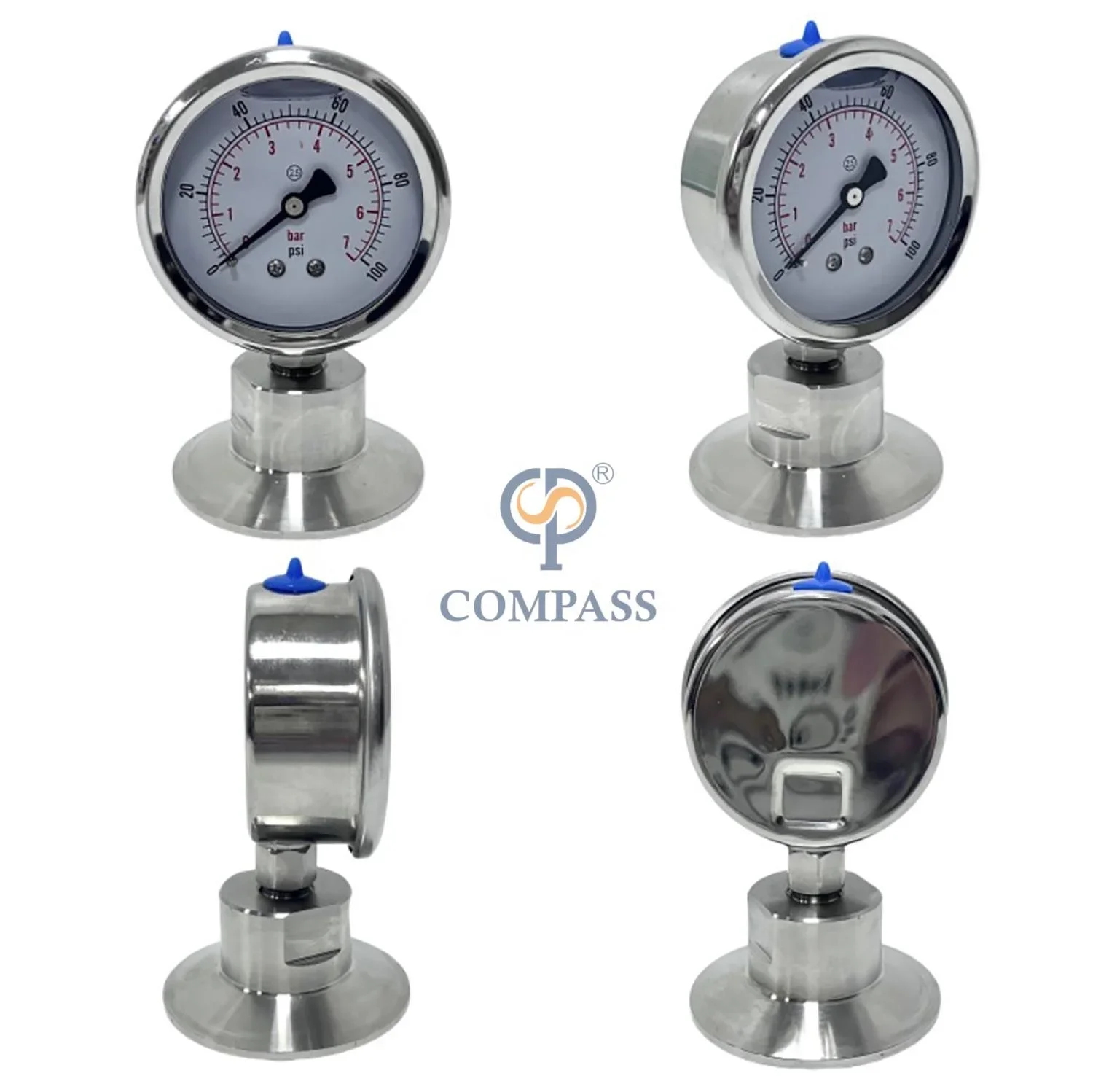 SS316L SS304 Stainless Steel Sanitary Grade Price Back Rigit Gauge Premium Pressure Gauges for the Food and Beverage Industry