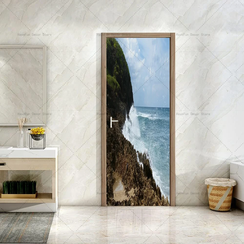 Nuovi adesivi per porte in pellicola opaca vinile 3D impermeabile autoadesivo fai da te Poster Wrap appartamento porta dell\'ascensore adesivi per