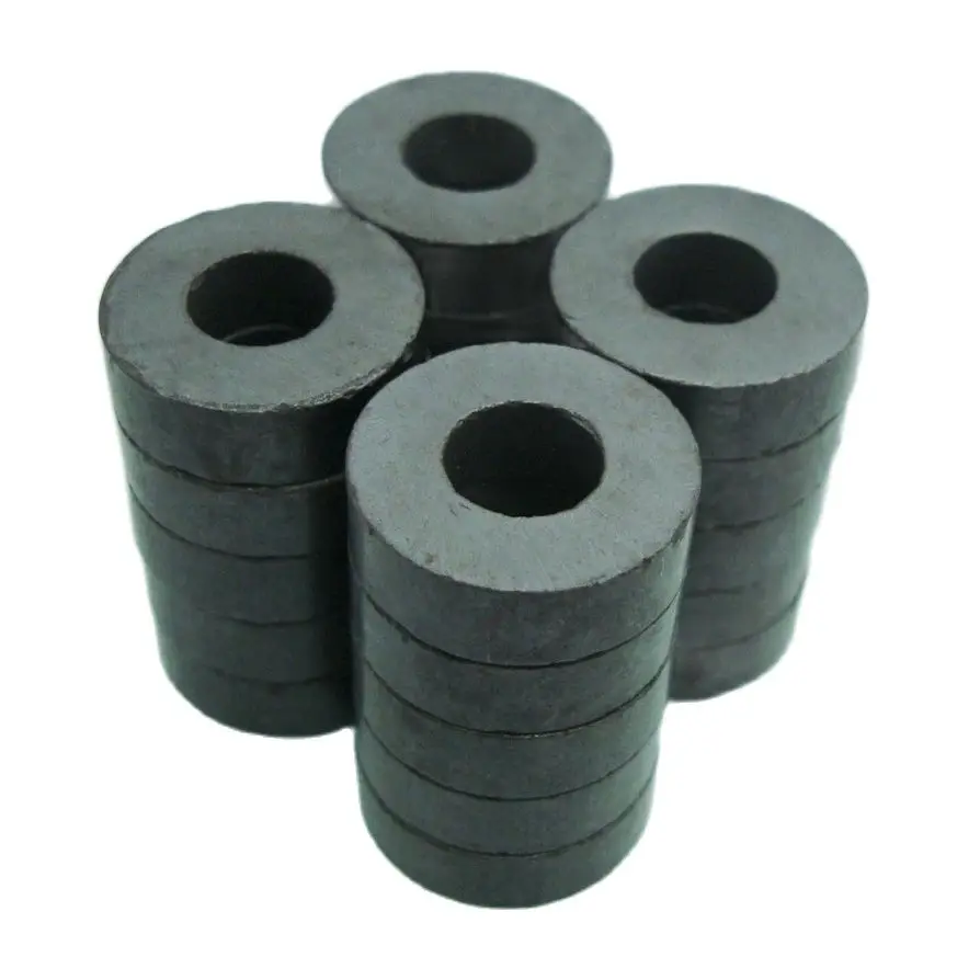 50PCS Ring Permanent Magnets Round Ferrite OD16xID7x5mm Hole Magnets Craft Ring Ferrite Traditional Black Magnetics Materials