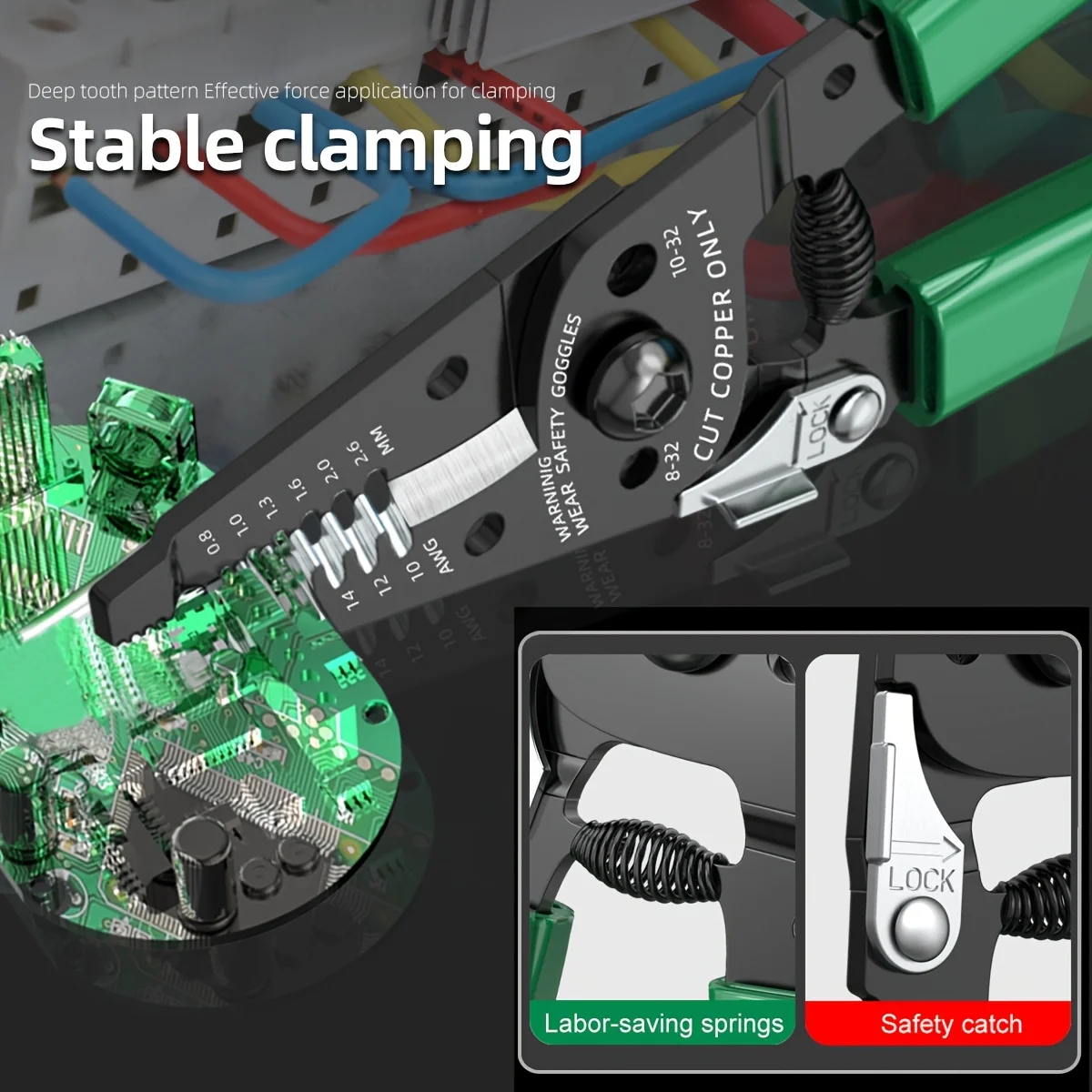 LAOA Professional Electrician's Wire Stripper - Multi-Function, Curved Handle, Quick Cut & Break Tool, Wire Stripping Tool