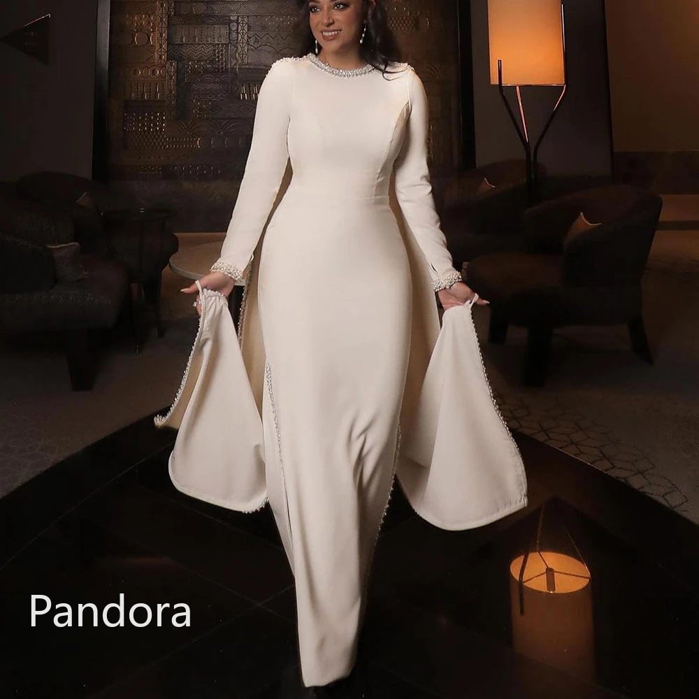 Pandora-vestido de fiesta de manga larga con cuello redondo para mujer, vestido de noche, vestidos formales de fiesta de boda, Arabia2024