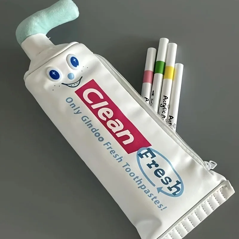 Vertical creative fun toothpaste pencil case funny student gift desktop stationery storage box portable
