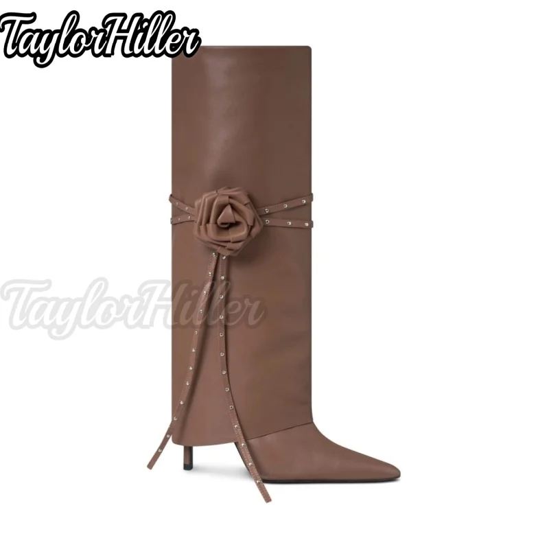 

Садовые сапоги до колена со стразами и острым носком, коричневые зимние туфли на высоком каблуке-шпильке с ремешками, роскошные осенние модельные туфли на шпильке